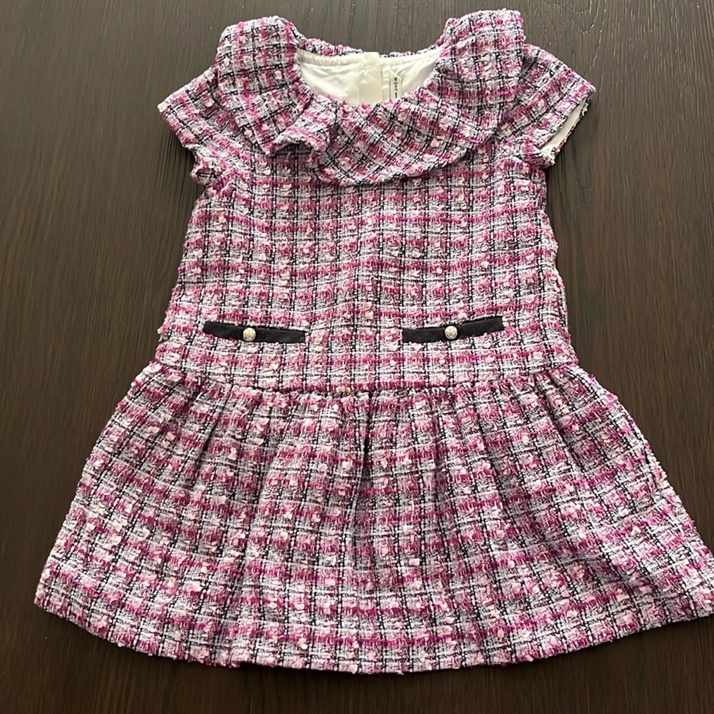 Janie and Jack tweed purple lined girls toddler dress